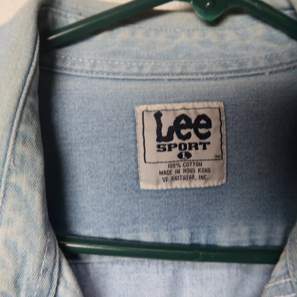 Lee Sport Denim Long Sleeve Shirt Denver Broncos Branding Size Large - Picture 3 of 7